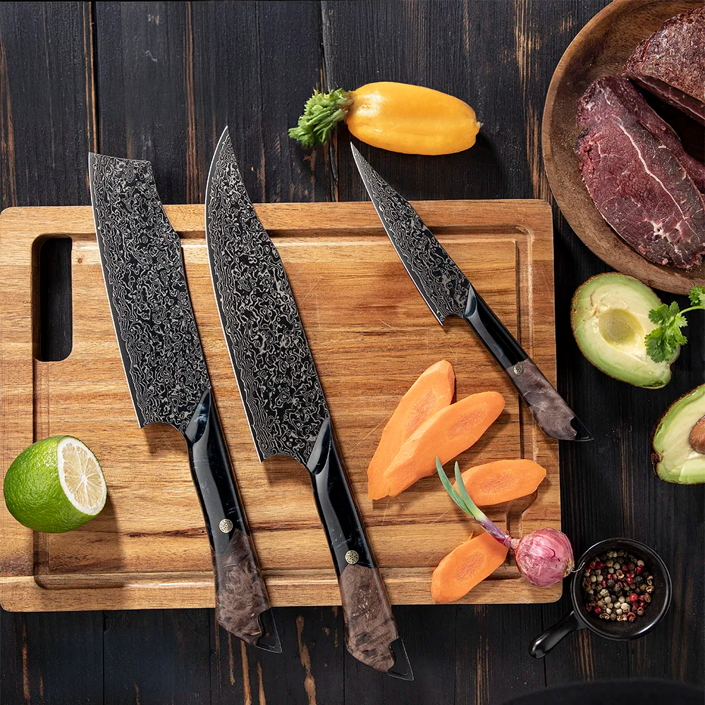 VG-10 Damascus DLC Coating, Maple and Resin Handle