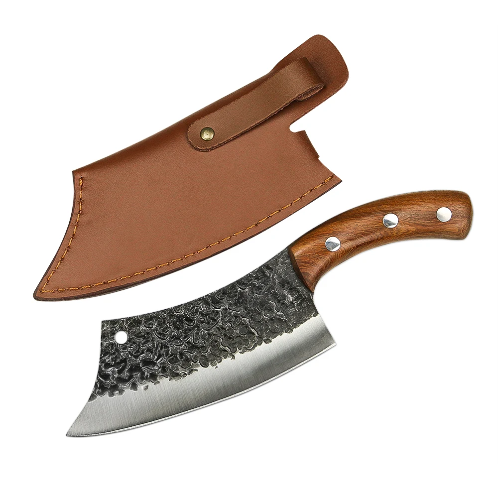 Hikari Butcher Knife – Carbon Steel Blade with Rosewood Handle for Precision Meat Processing