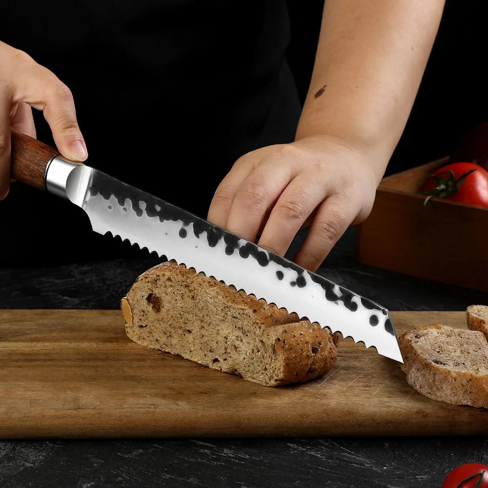 Bread High-Carbon Stainless Steel Rosewood Handle 20cm - Hikari