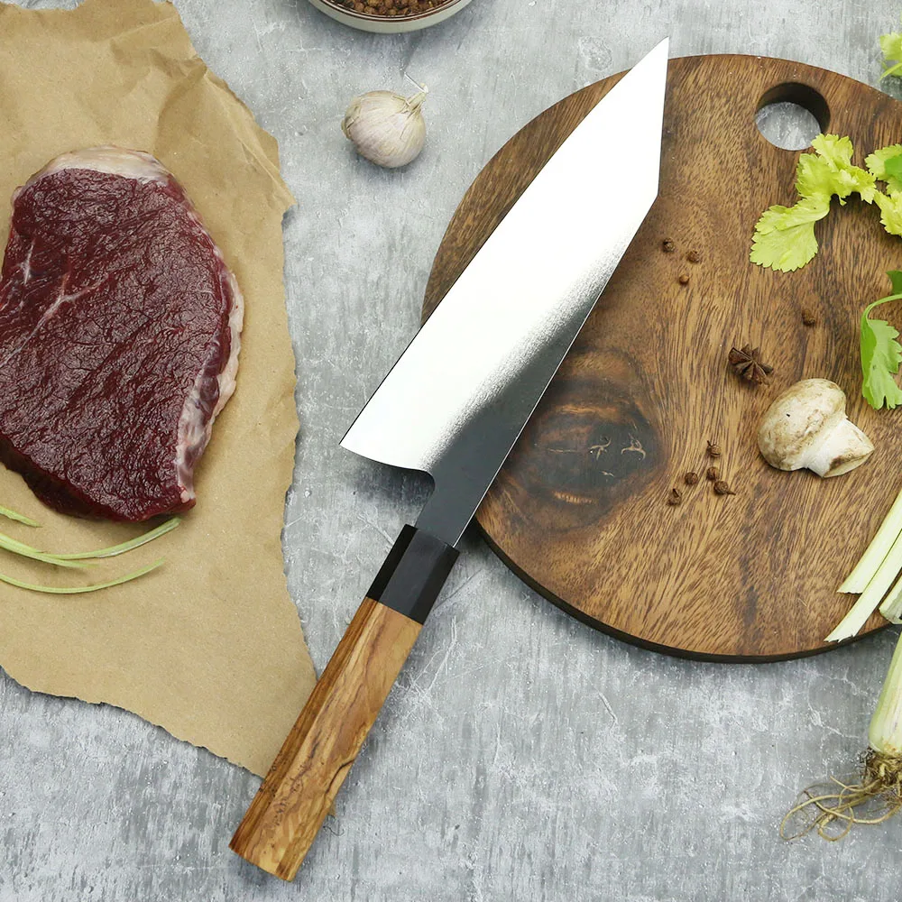 Professional Chef Knife, Hikari - High-Quality Cooking Knife, Olive Wood Handle, Stainless Steel 440C Blade 22cm