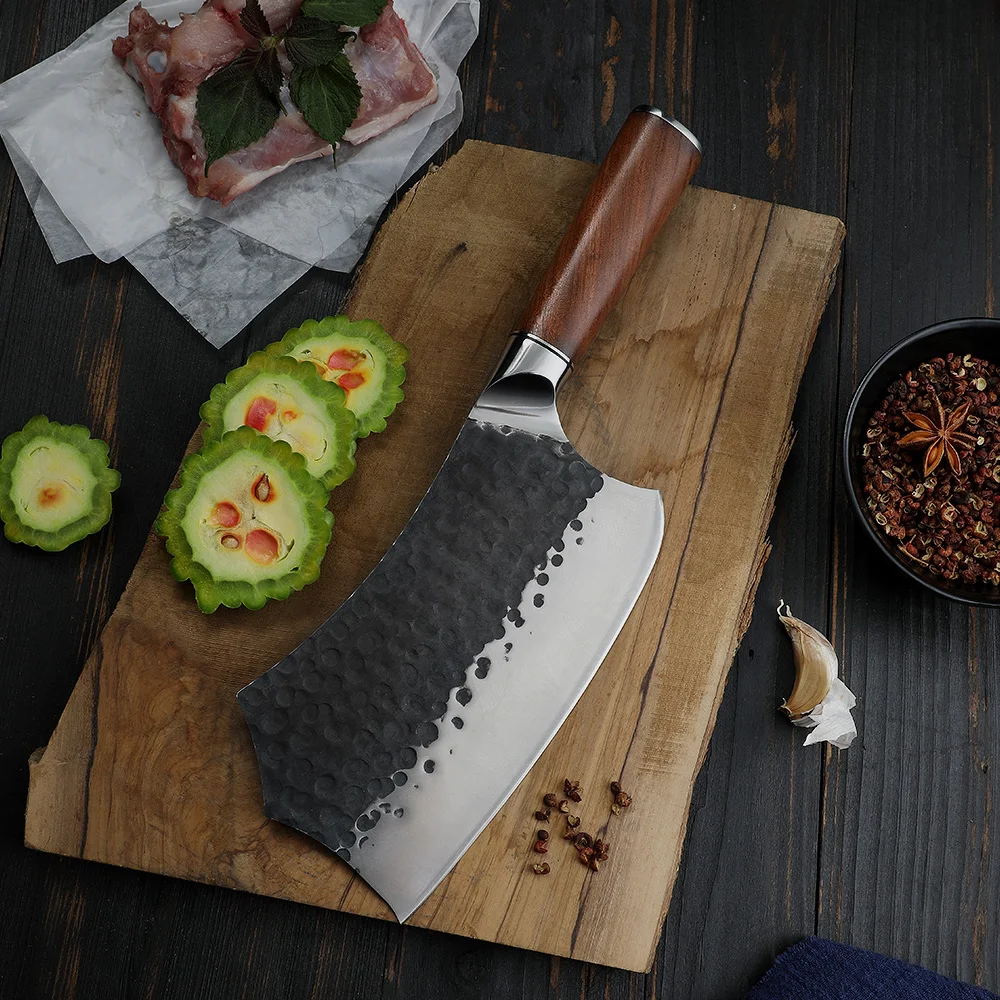 Bunka Irregular High-Carbon Stainless Steel Rosewood Handle 18cm - Hikari