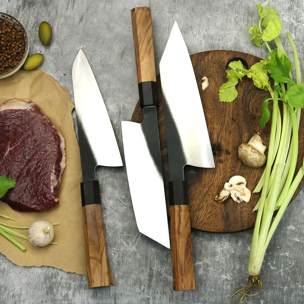 Professional Chef Knife, Hikari - High-Quality Cooking Knife, Olive Wood Handle, Stainless Steel 440C Blade 22cm