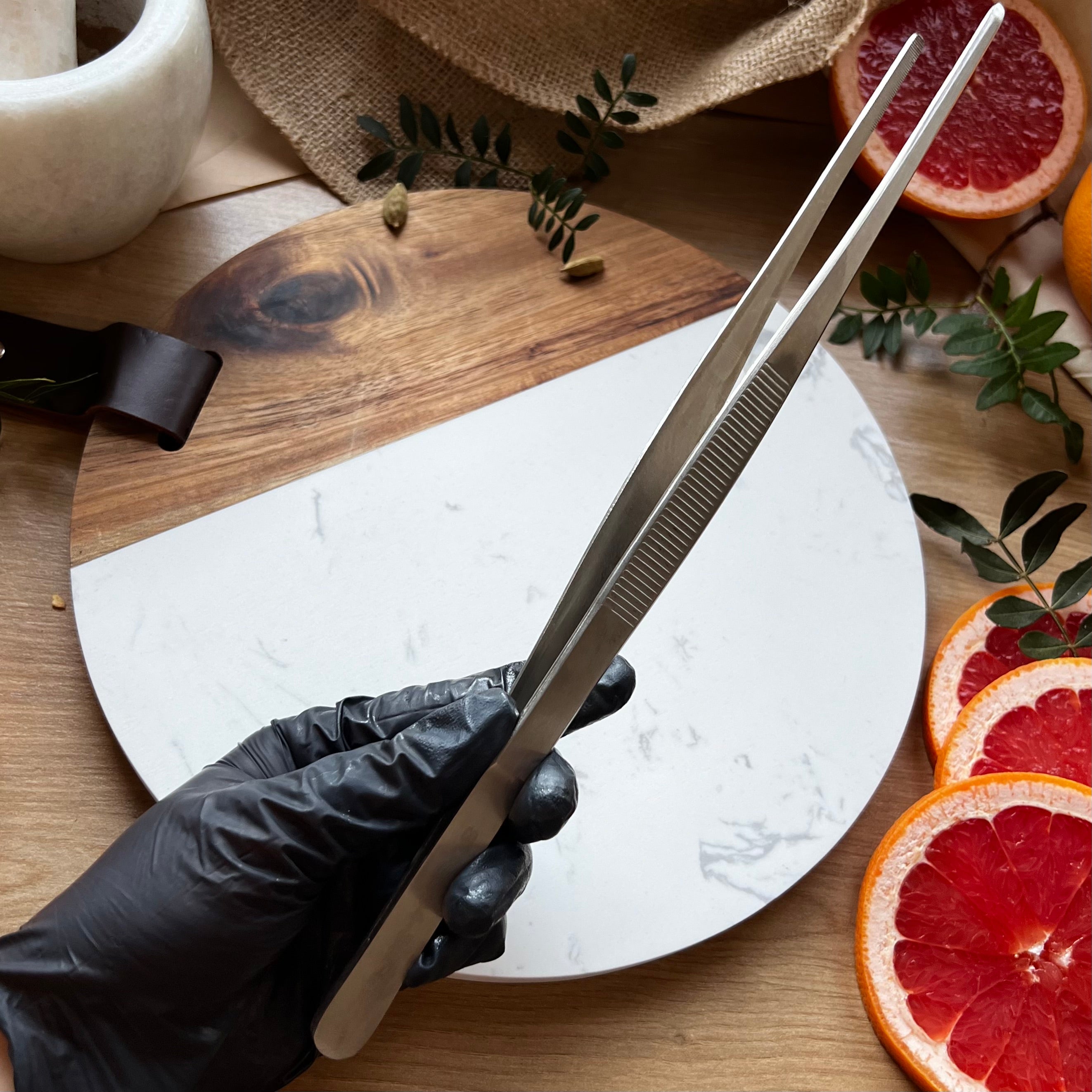 Stainless Steel Kitchen Tweezers, Hikari – Non-Slip, Heat-Resistant Precision Chef Tongs for Plating and Hot Food Handling