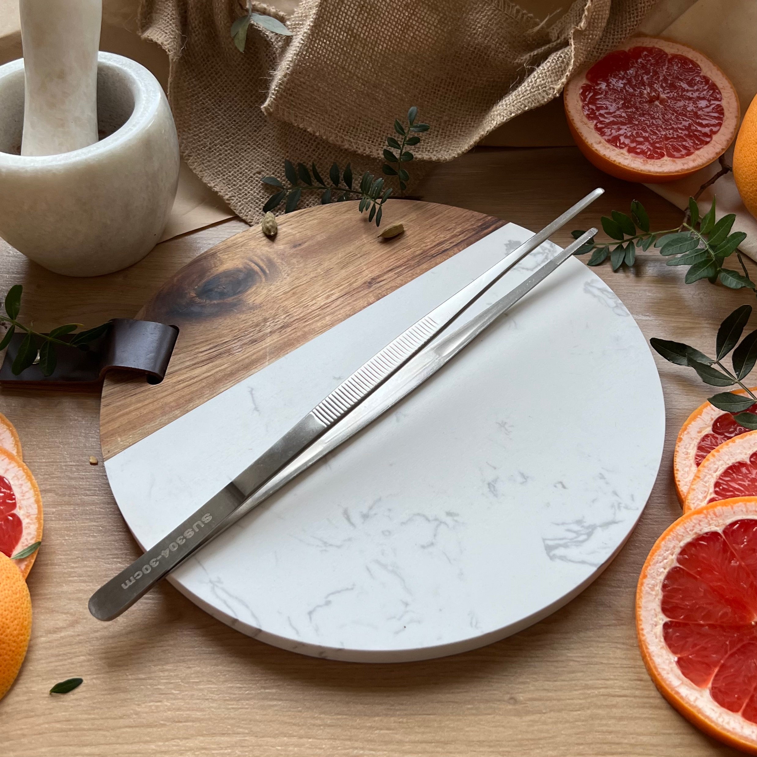 Stainless Steel Kitchen Tweezers, Hikari – Non-Slip, Heat-Resistant Precision Chef Tongs for Plating and Hot Food Handling