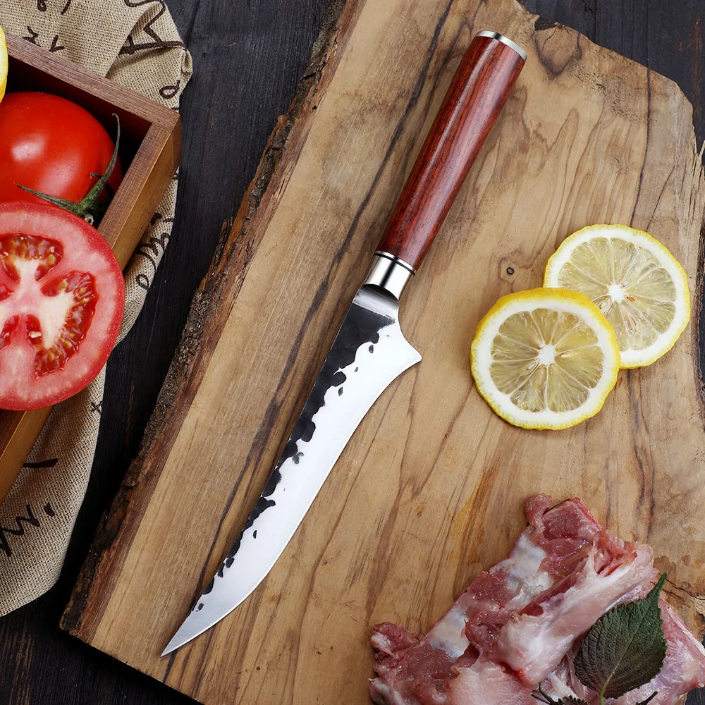 Honesuki / Boning Knife – High-Carbon Stainless Steel, Ergonomic Rosewood Handle for Bone Removal