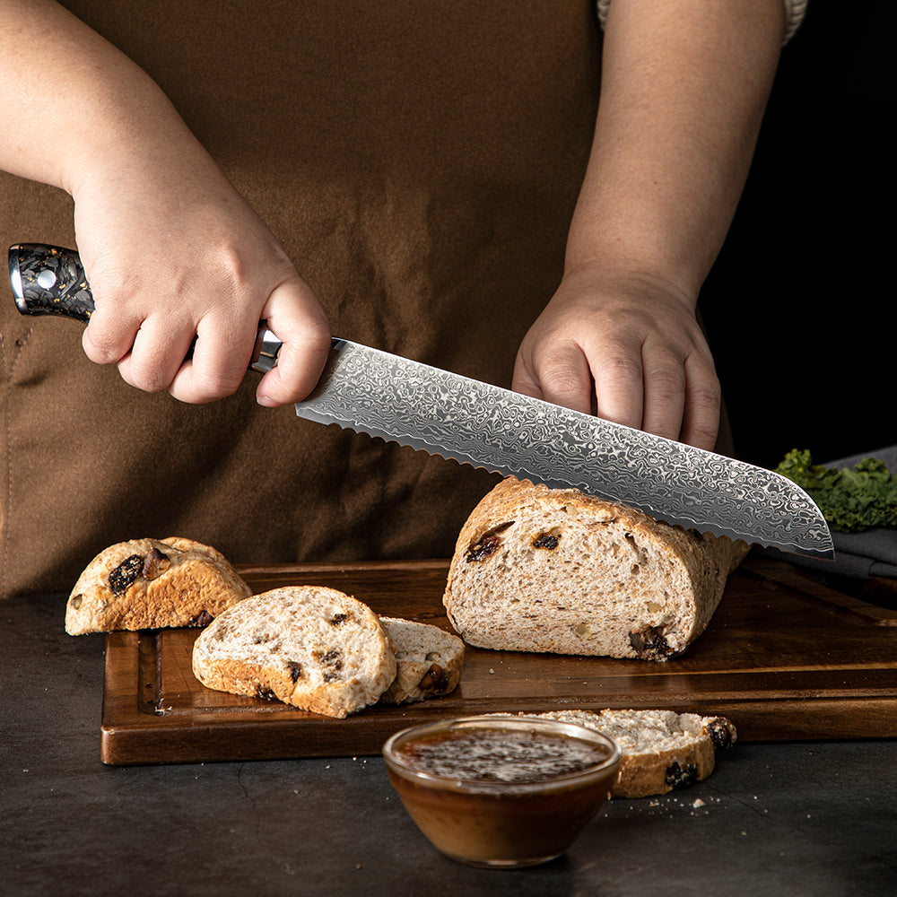 Bread VG-10 Damascus Carbon Fiber Foil Resin Handle 20cm
