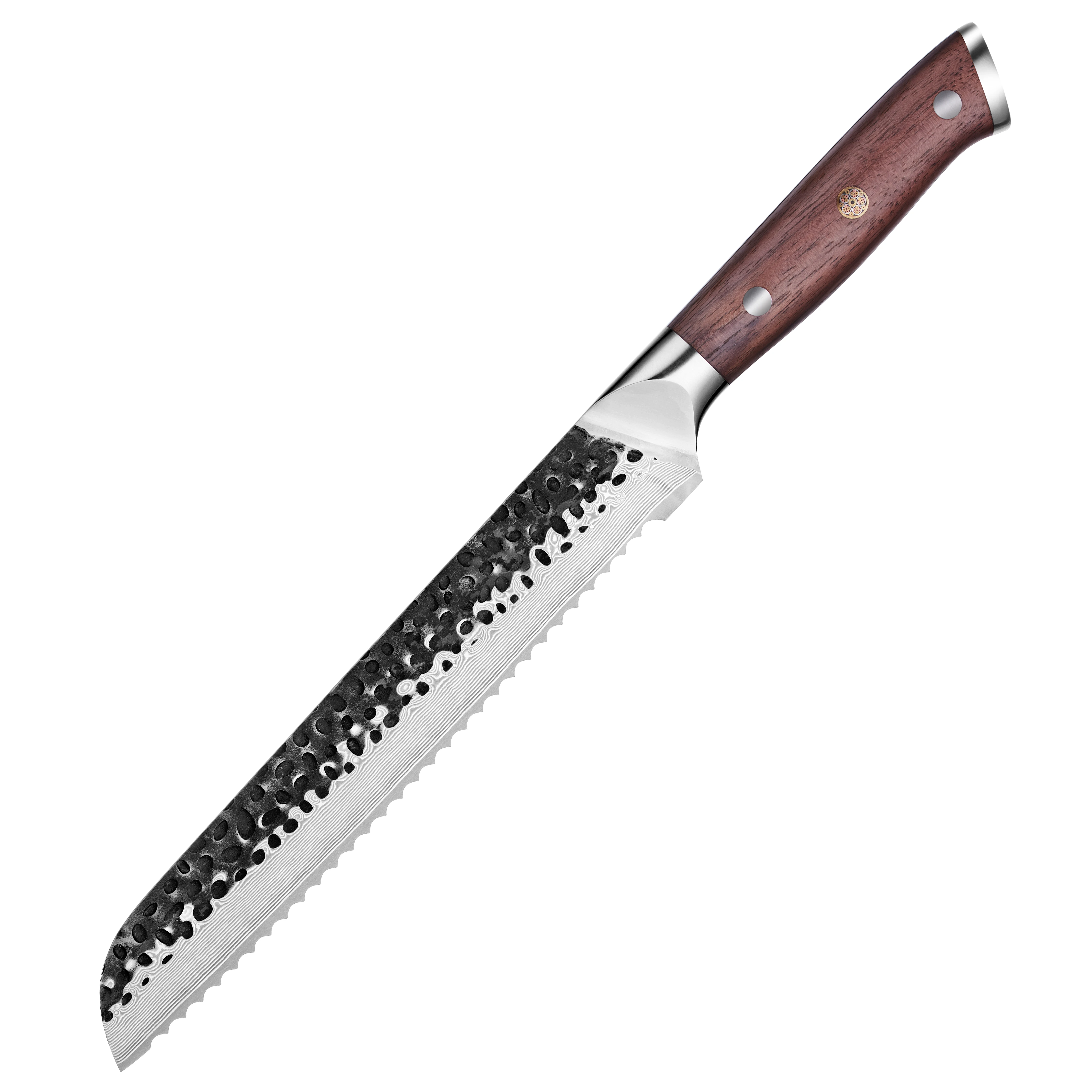 Bread VG-10 Kurouchi Hammered Damascus Premium Walnut Handle 20cm - Hikari