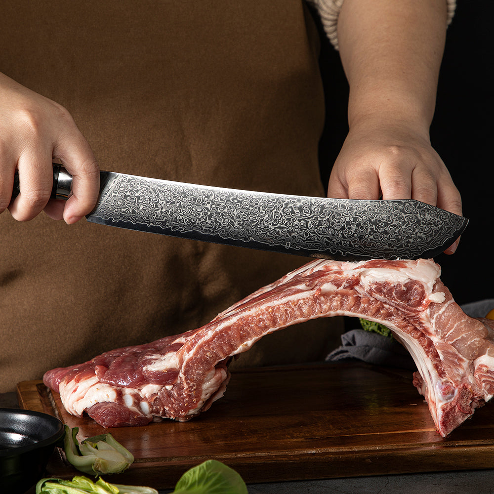 Butcher VG-10 Damascus Carbon Fiber Foil Resin Handle 23cm - Hikari