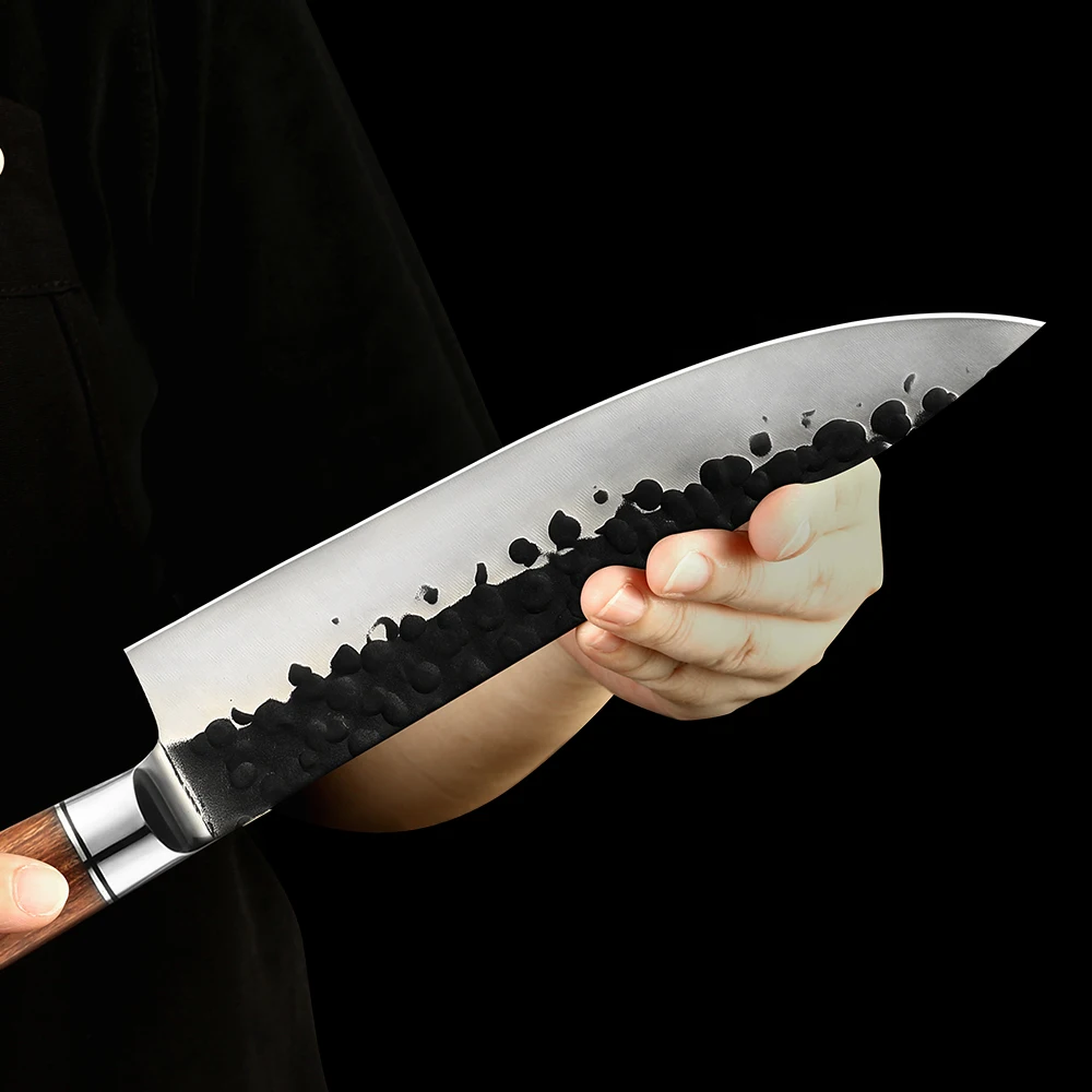 Kitchen Knife, Hikari Knife - Versatile Kitchen Tool, Carbon Stainless Steel Blade, Rosewood Handle for Chopping - Hikari