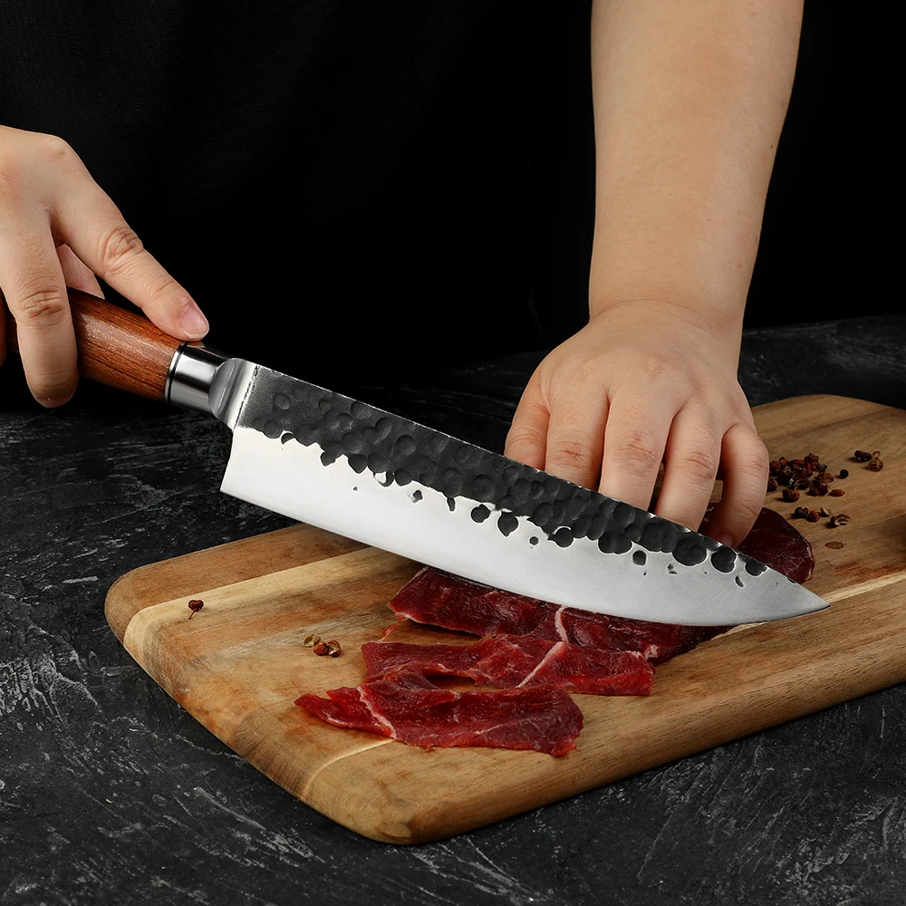 Kitchen Knife, Hikari Knife - Versatile Kitchen Tool, Carbon Stainless Steel Blade, Rosewood Handle for Chopping - Hikari
