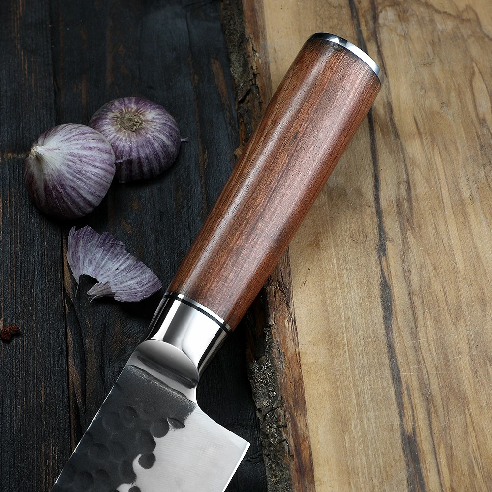 Kitchen Knife, Hikari Knife - Versatile Kitchen Tool, Carbon Stainless Steel Blade, Rosewood Handle for Chopping - Hikari