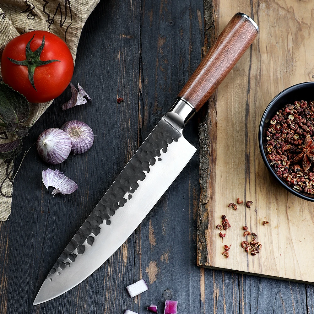 Kitchen Knife, Hikari Knife - Versatile Kitchen Tool, Carbon Stainless Steel Blade, Rosewood Handle for Chopping - Hikari