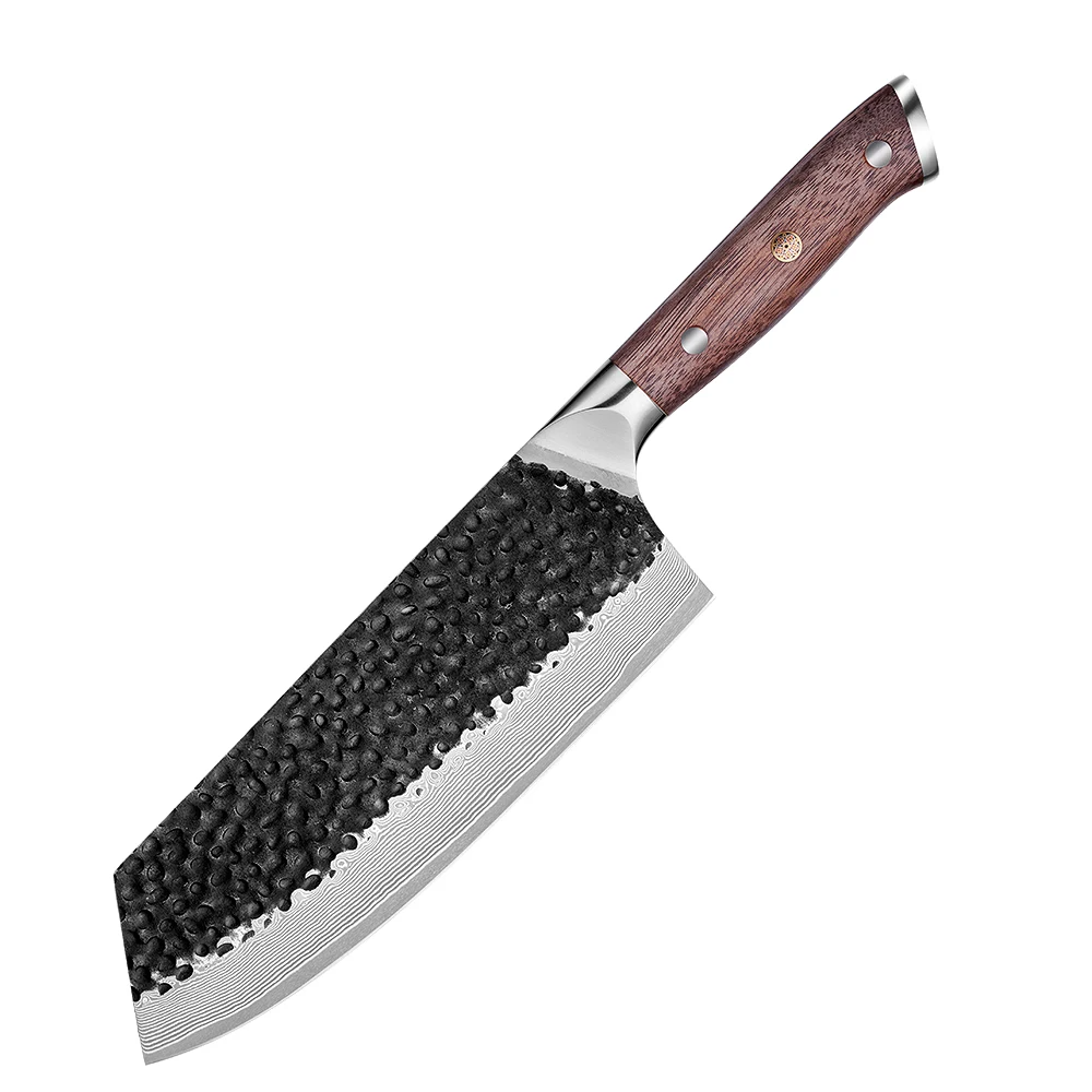Bunka, Hikari Knife - VG -10 Kurouchi Hammered Damascus Premium Walnut Handle 19cm