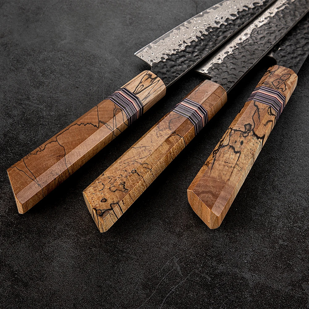 Multi-Purpose Kiritsuke Knife, Hikari – VG -10 Damascus Steel, Maple Handle - Ideal for Meat and Vegetables