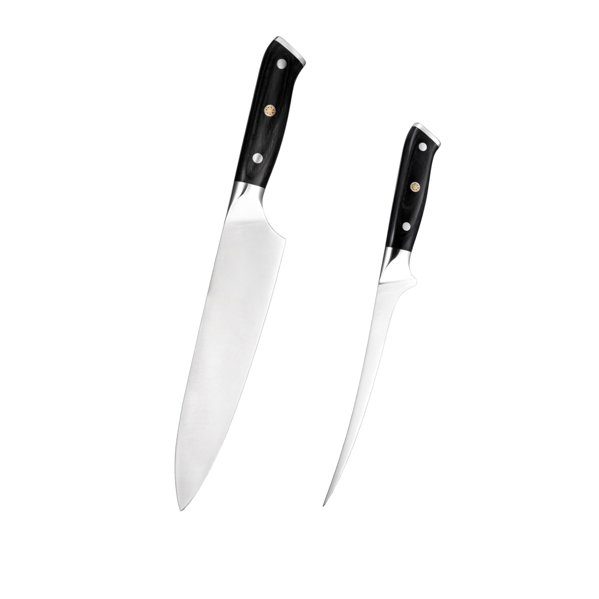 Hikari Stone Finish German Steel Knife Set with Black Pakkawood Handles H341