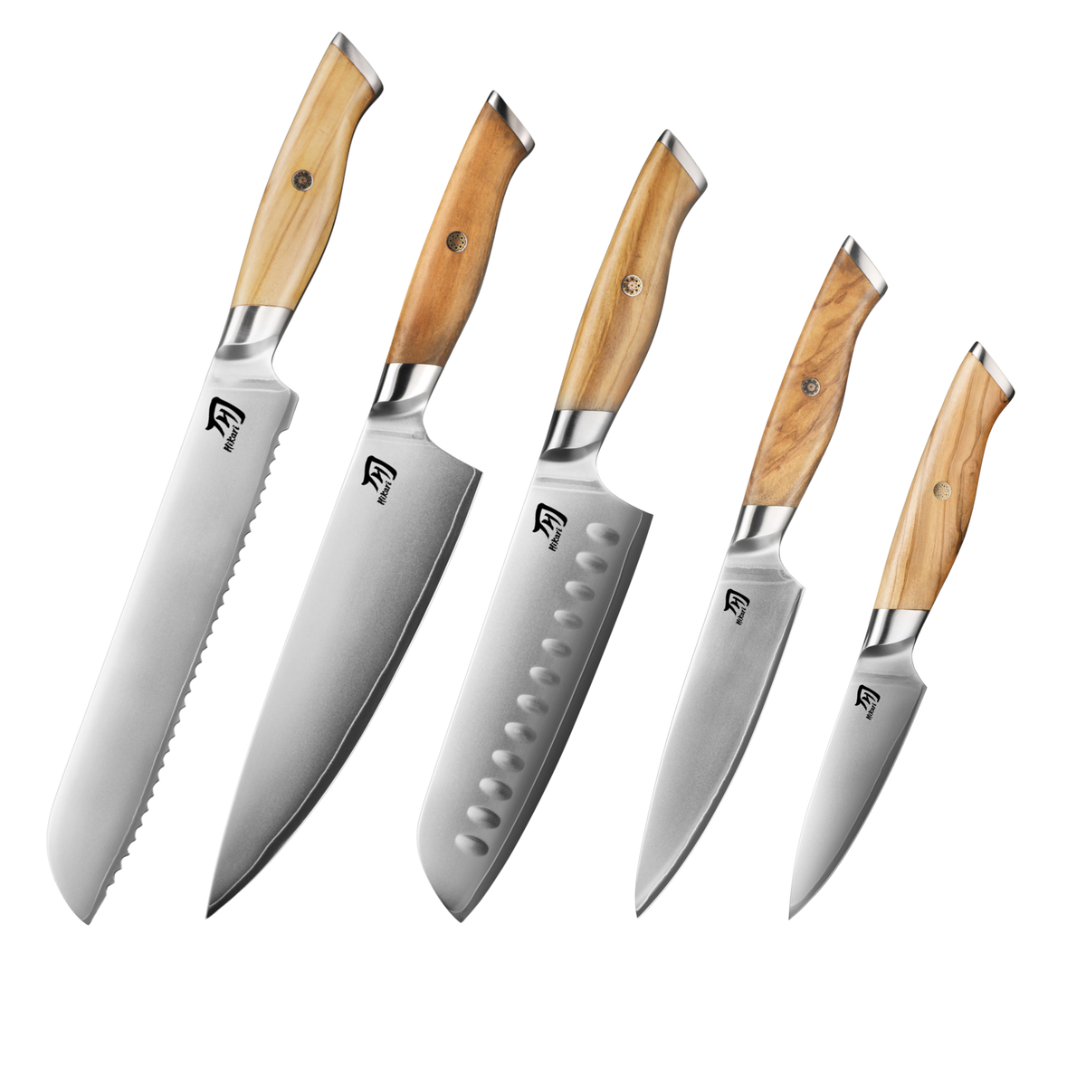 Hikari 5-Piece VG-10 Sandblasted Knife Set with Olive Wood Handles H373