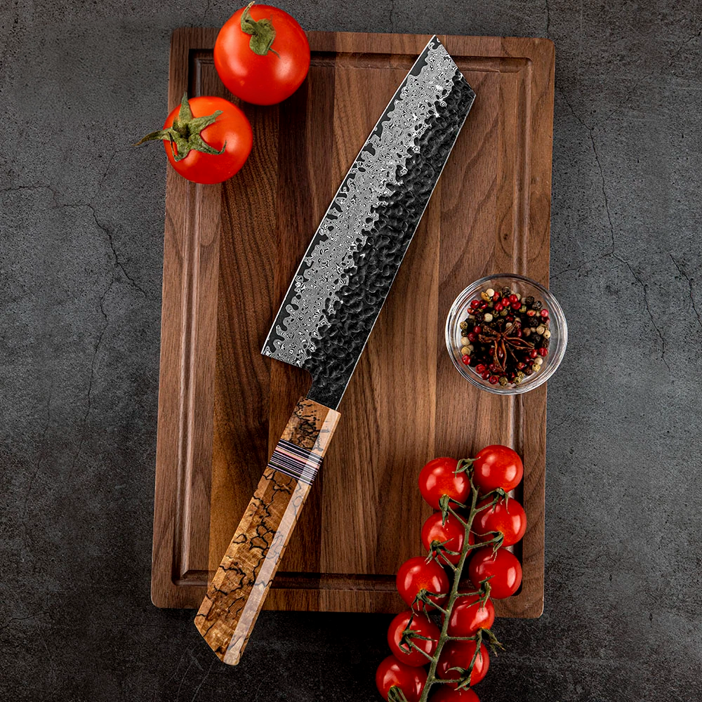 Multi-Purpose Kiritsuke Knife, Hikari – VG -10 Damascus Steel, Maple Handle - Ideal for Meat and Vegetables