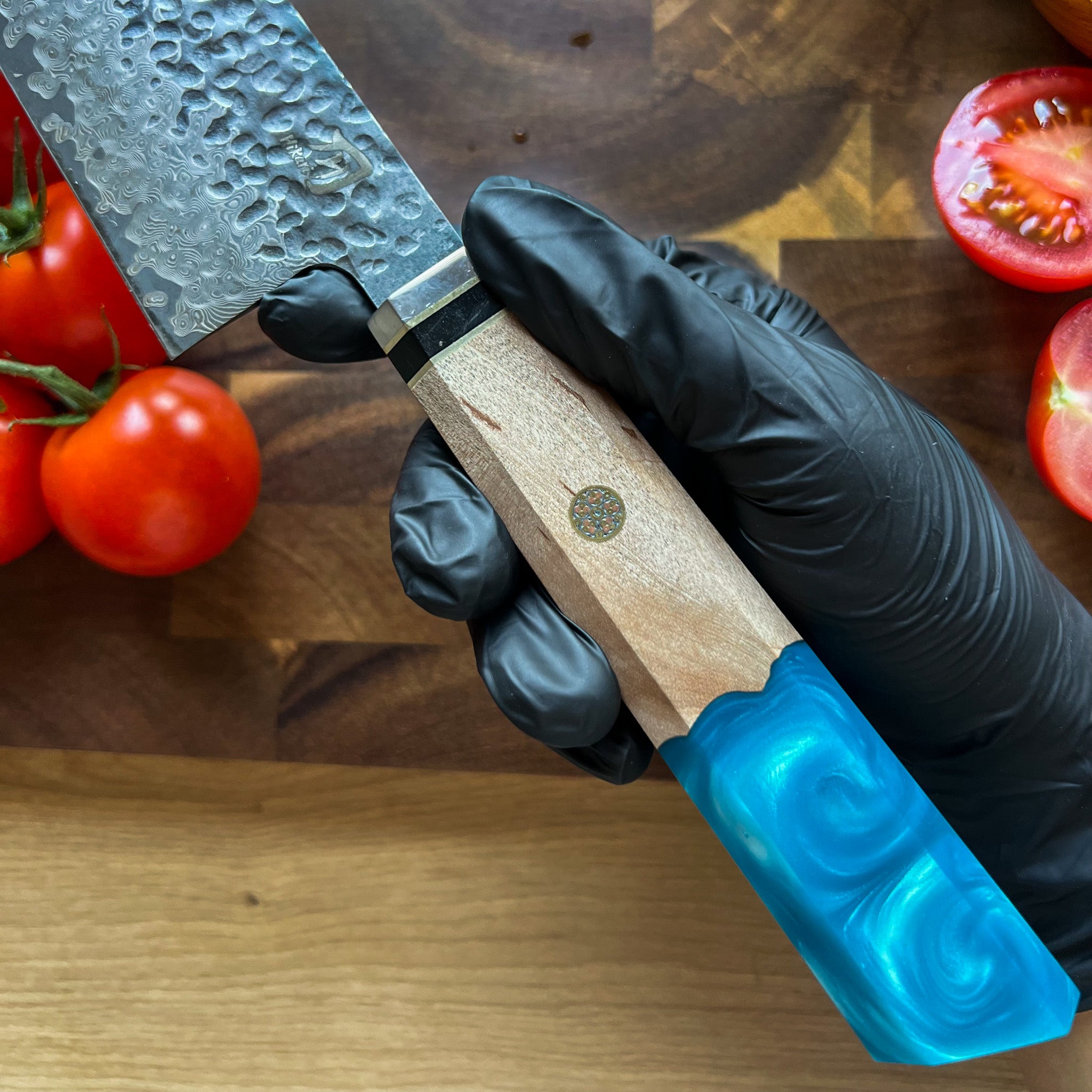 Nakiri Kitchen Knife – Damascus VG -10 Steel Blade, Ergonomic Burl Handle, Professional Vegetable Knife - Hikari