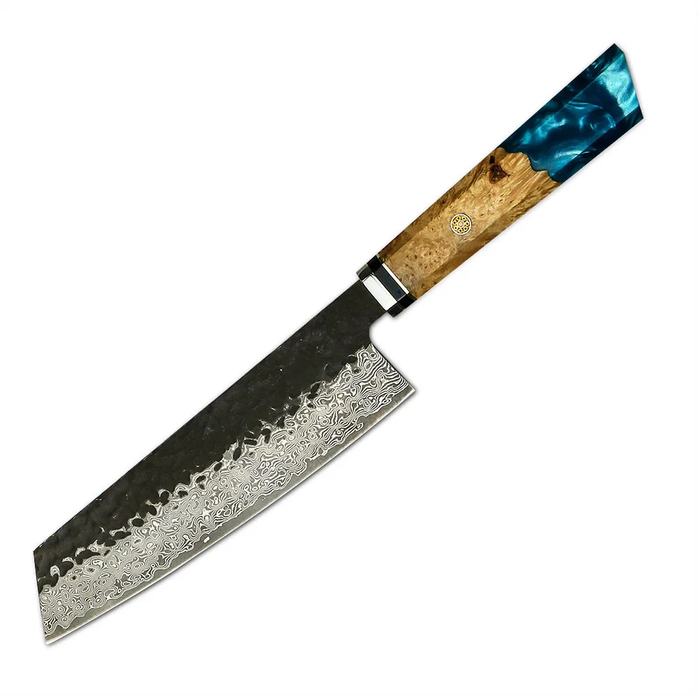 Professional Kiritsuke Knife, Hikari – VG -10 Damascus Blade, Kurouchi Finish, Japanese Style Knife for Slicing & Cutting - Hikari