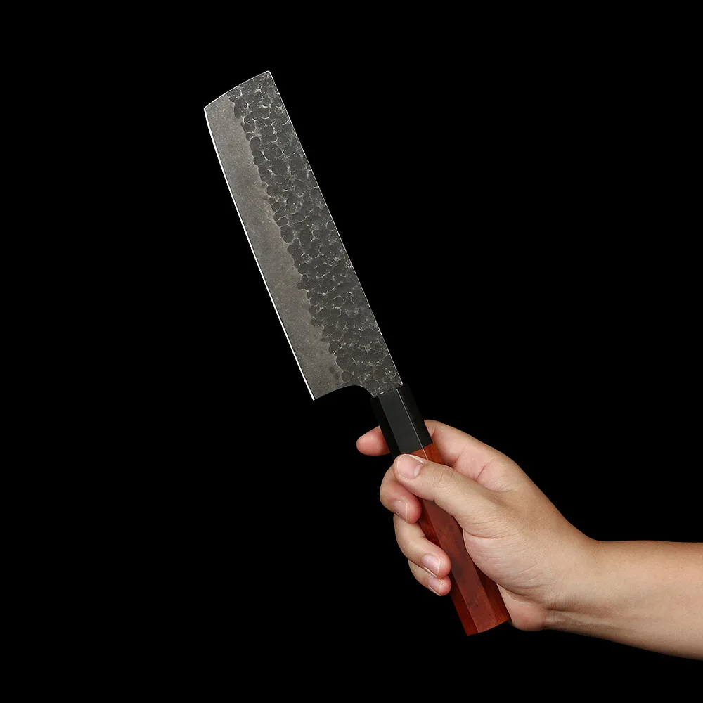 Nakiri Knife – High Carbon Steel Blade, Mahogany Wood Handle for Perfect Vegetable Slicing and Chopping - Hikari