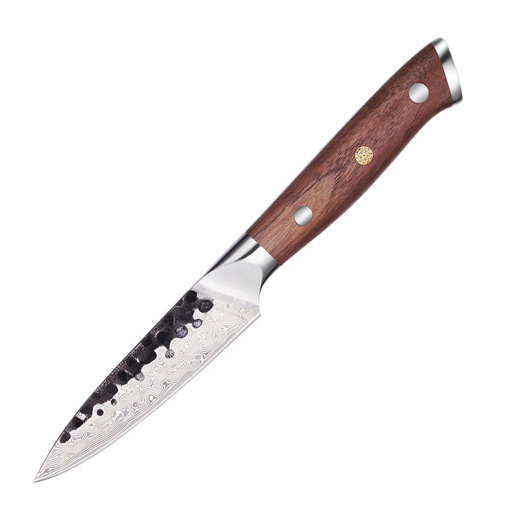 Paring Knife, Hikari – Damascus Blade with Premium Walnut Handle for Precision Cutting and Delicate Tasks