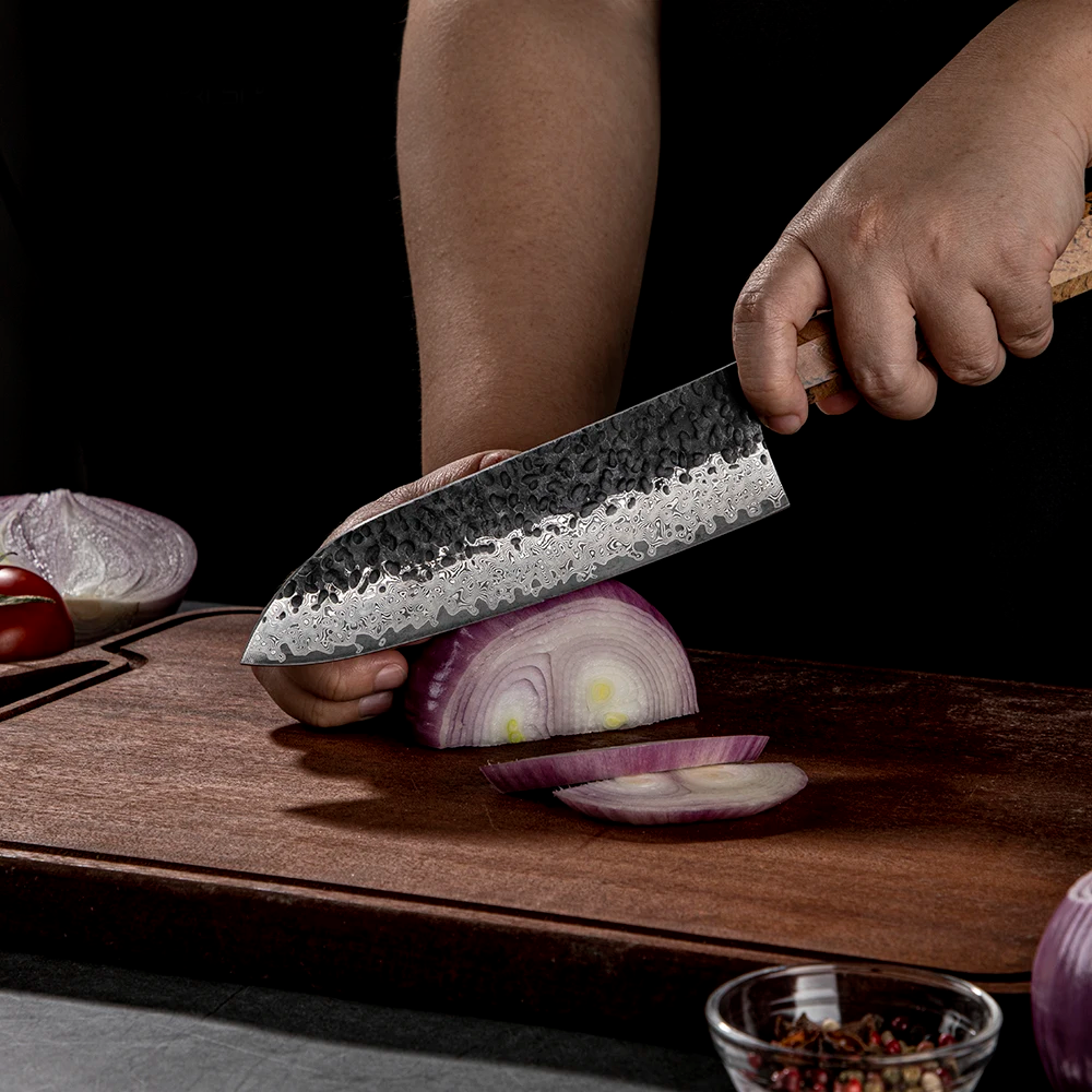 All-Purpose Santoku Knife, Hikari – Premium Damascus VG-10 Steel for Sharpness and Durability