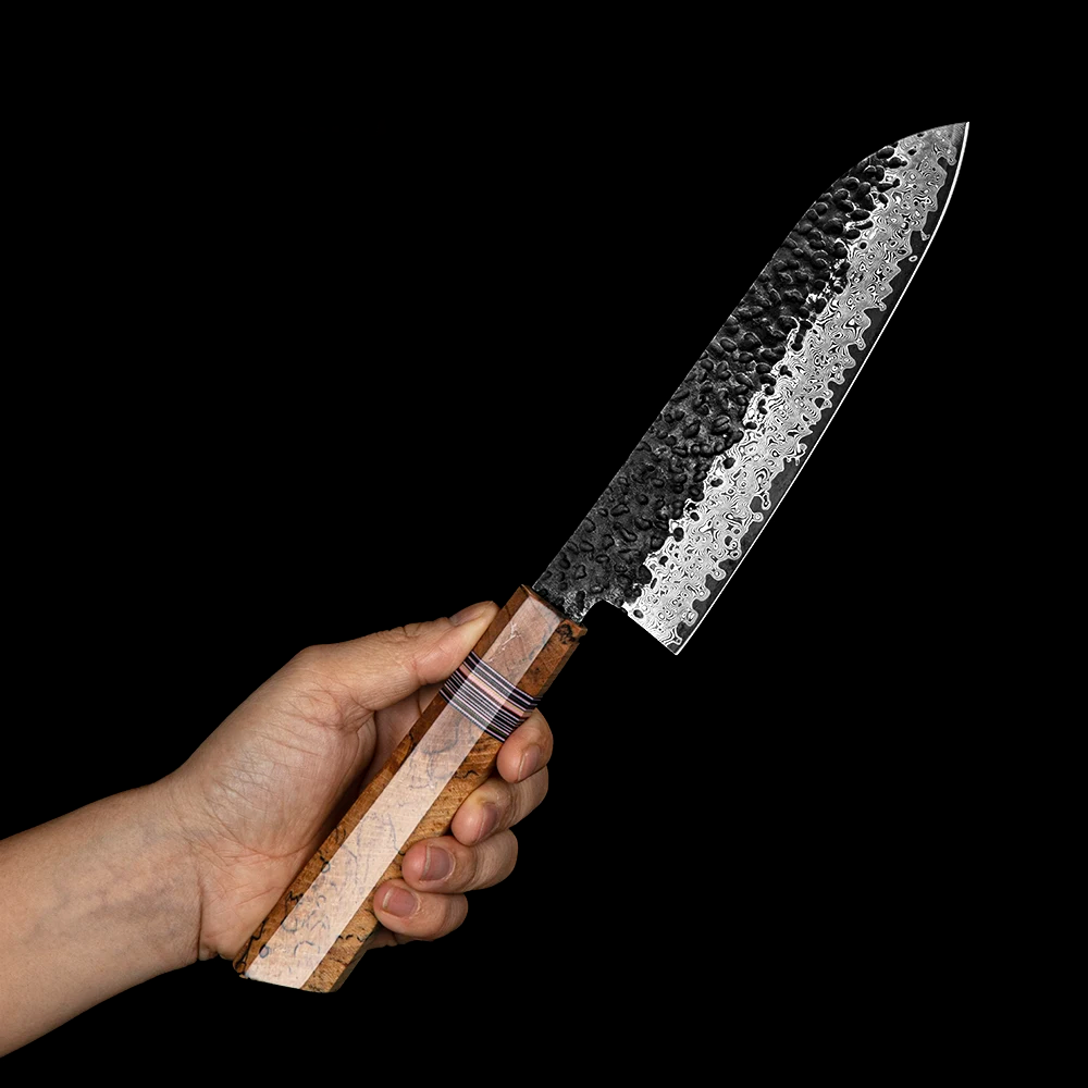 All-Purpose Santoku Knife, Hikari – Premium Damascus VG-10 Steel for Sharpness and Durability