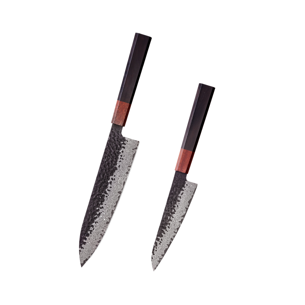 Professional Knife Set VG-10 Damascus Steel & Ebony Handle H254 - Hikari