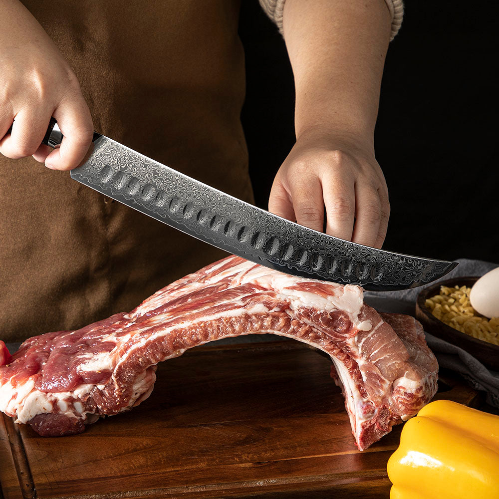 Slaugther VG-10 Damascus Carbon Fiber Foil Resin Handle 25cm - Hikari