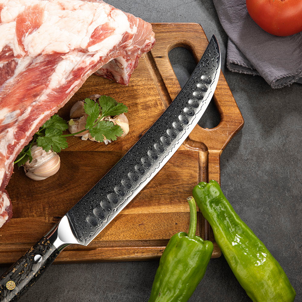 Slaugther VG-10 Damascus Carbon Fiber Foil Resin Handle 25cm - Hikari