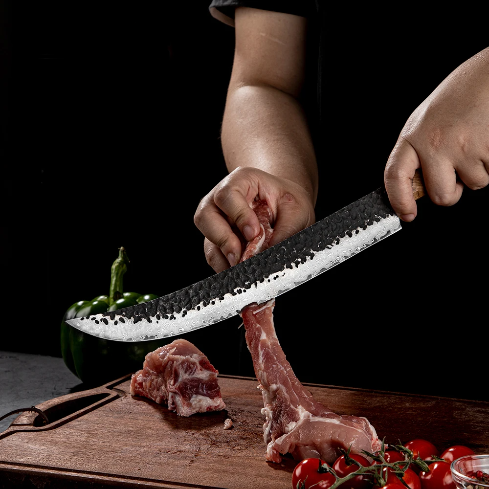 Slaughter VG-10 Kurouchi Hammered Damascus G10 Spalted Maple Handle 25cm - Hikari