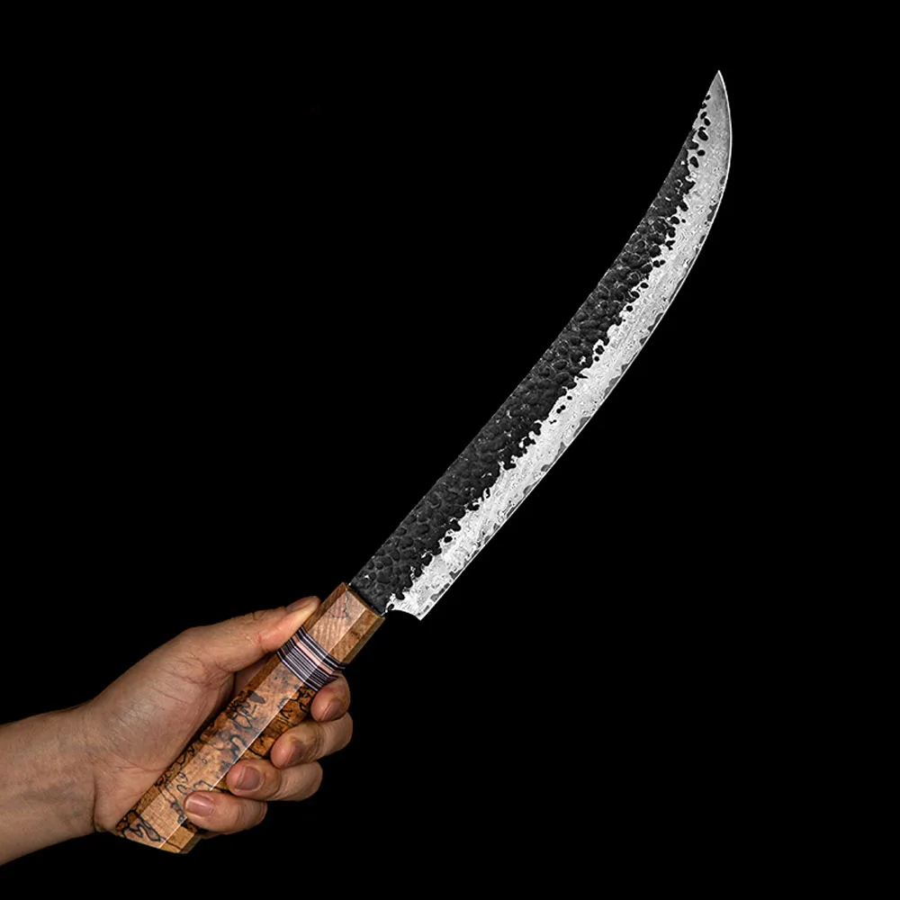 Slaughter VG-10 Kurouchi Hammered Damascus G10 Spalted Maple Handle 25cm - Hikari