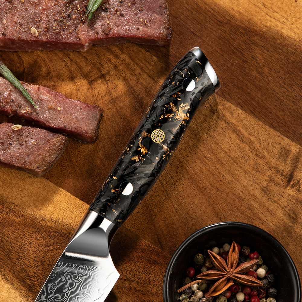 Premium Steak Knife – Damascus Steel VG -10 Core, Kitchen Knife Ideal for Slicing Roasts, and BBQ