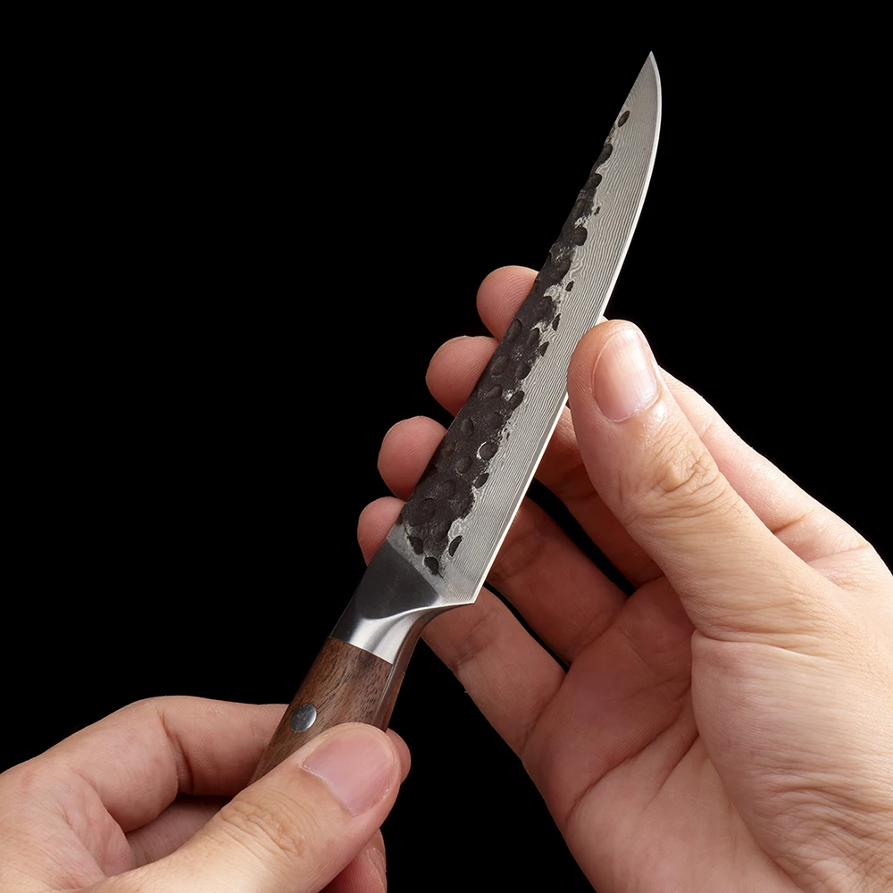 Professional Steak Knife, Hikari – VG- 10 Damascus Steel, Walnut Handle, Perfect for Slicing Meats and BBQ - Hikari