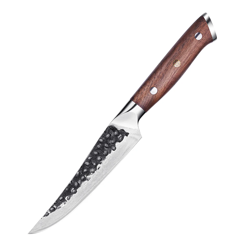 Professional Steak Knife, Hikari – VG- 10 Damascus Steel, Walnut Handle, Perfect for Slicing Meats and BBQ - Hikari