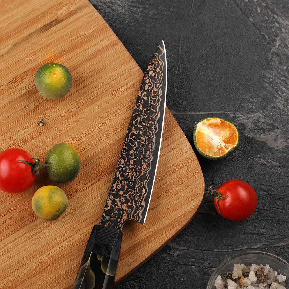 Premium Utility Knife – VG -10 with Copper Damascus Steel – Versatile Kitchen Knife for Precision Cutting