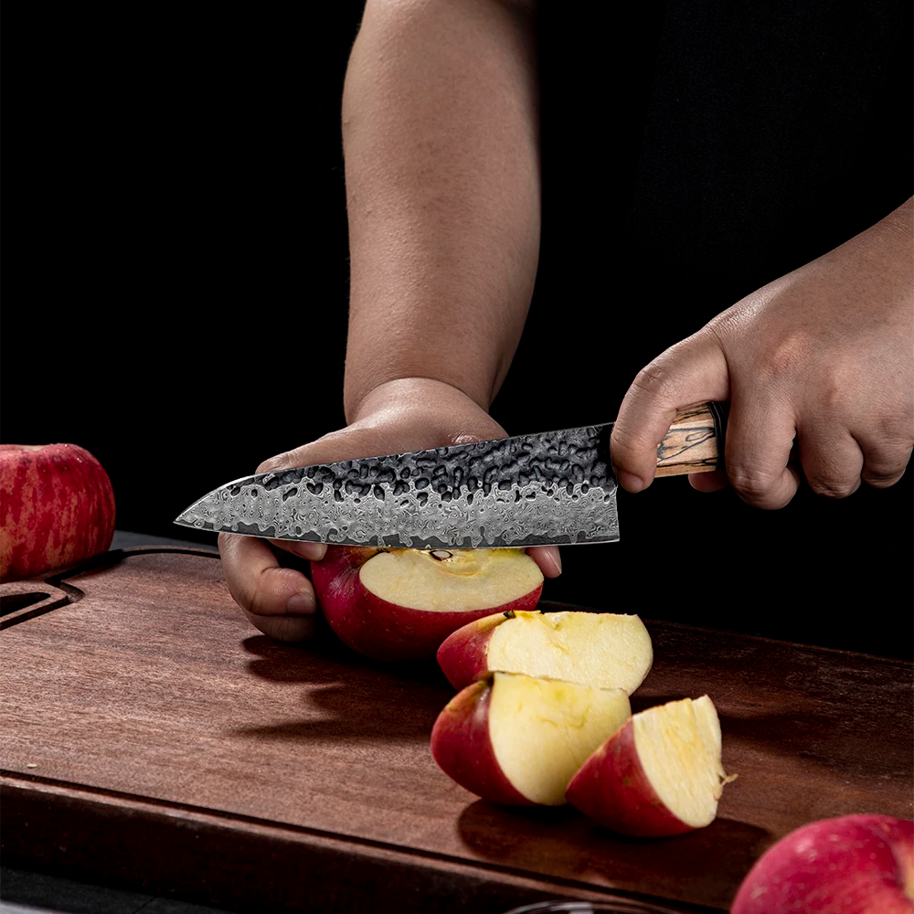 Petty Knife, Hikari – Damascus Blade with Maple Handle for Intricate Culinary Tasks - Hikari