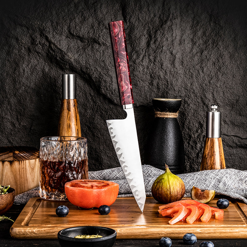 Hikari Petty Knife – Professional Japanese Utility Knife with Frosted Blade & Resin Handle