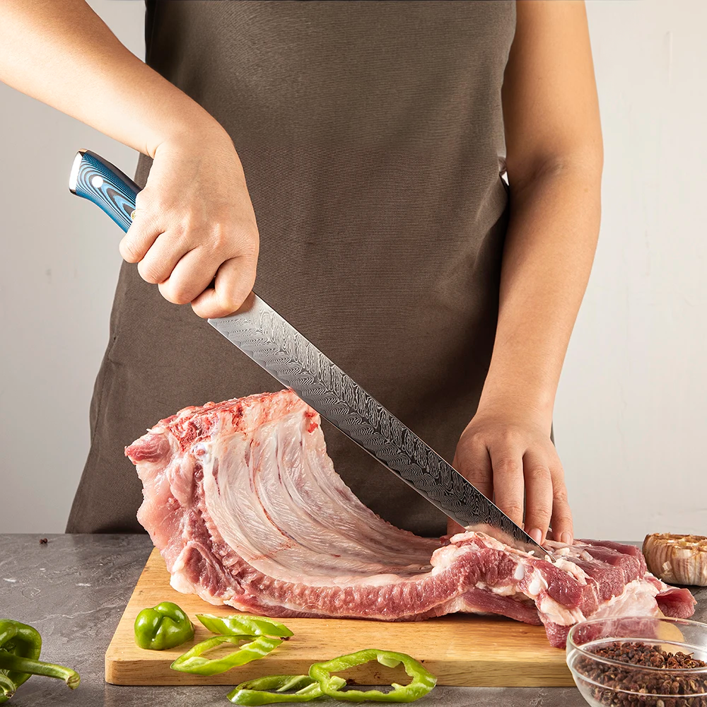 Hikari Yanagiba – Damascus Sushi Knife with Belle Pakkawood Handle, Raw Meat Preparation