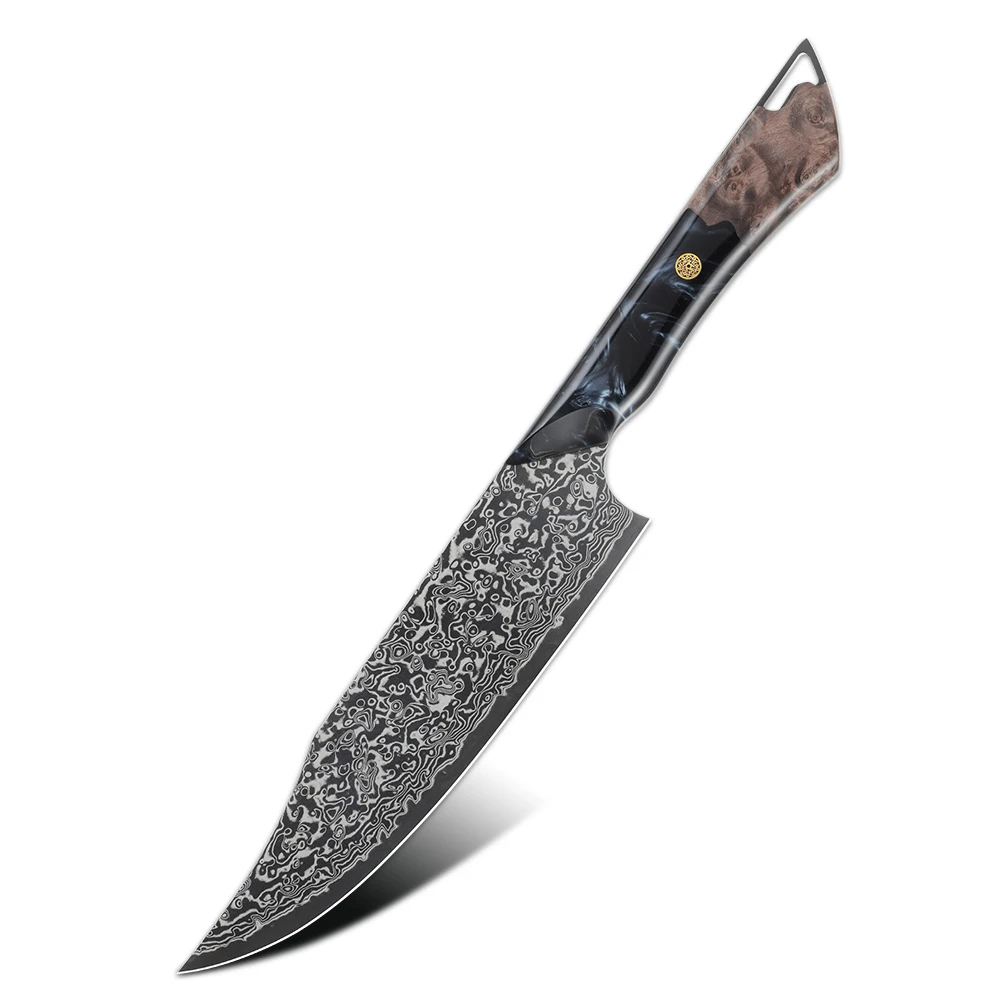 Premium Chef Knife - Damascus Full Tang, Carbon Fiber - Professional Kitchen Knife for Slicing, Chopping, and Dicing