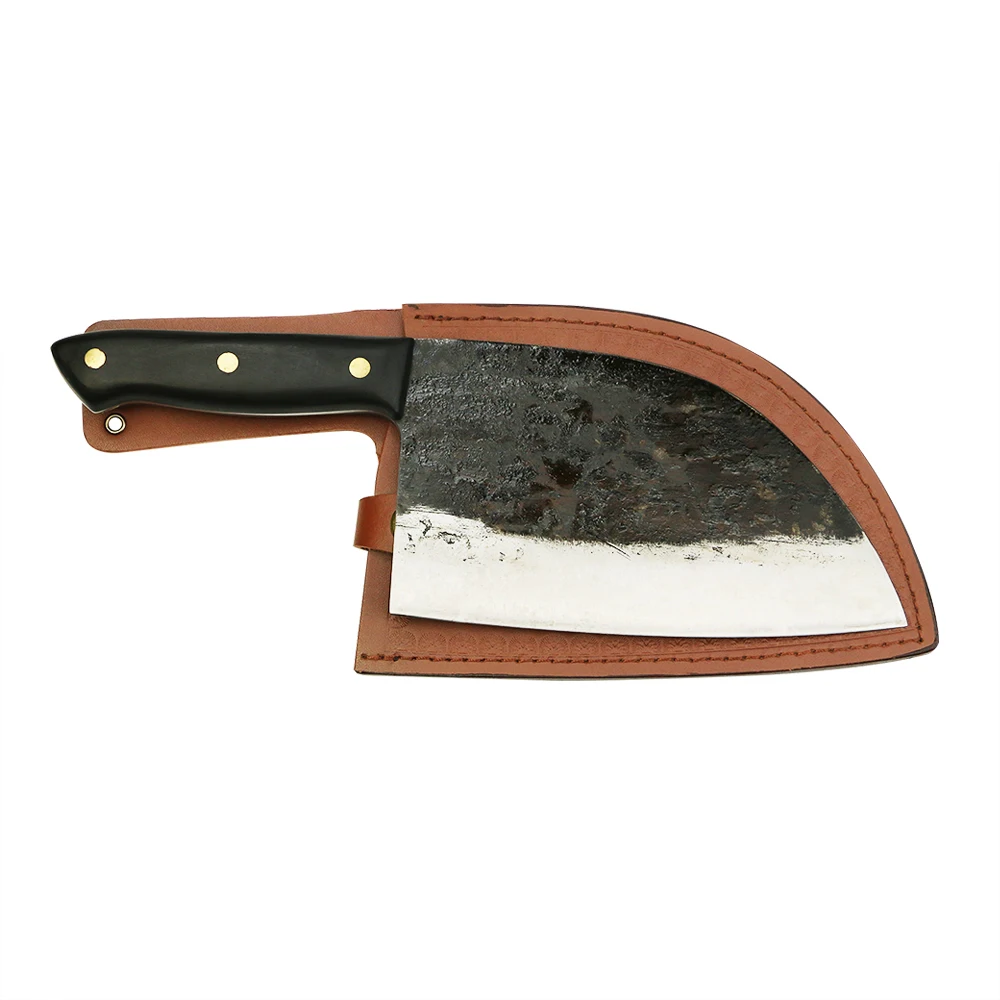 Cleaver High Carbon Steel, Pakkawood Handle with Leather Bag, 18 cm