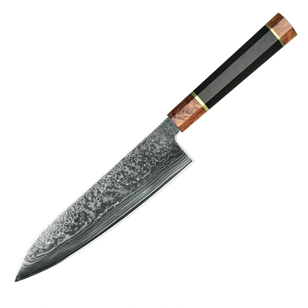 Gyuto Hitachi SKD11 Burl Knurl Wood & Ebony Handle 20cm