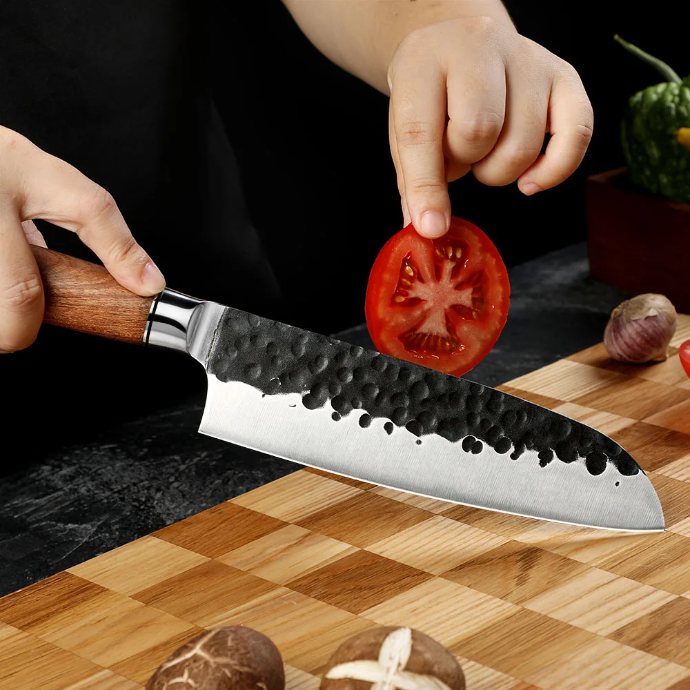 Santoku High-Carbon Stainless Steel Rosewood Handle 18cm