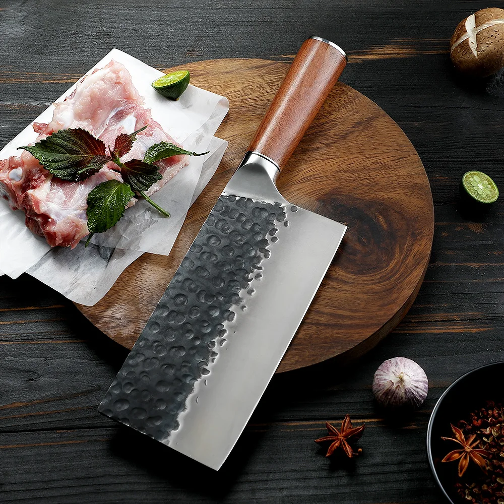 Bunka Rectangular High-Carbon Stainless Steel Rosewood Handle 18cm