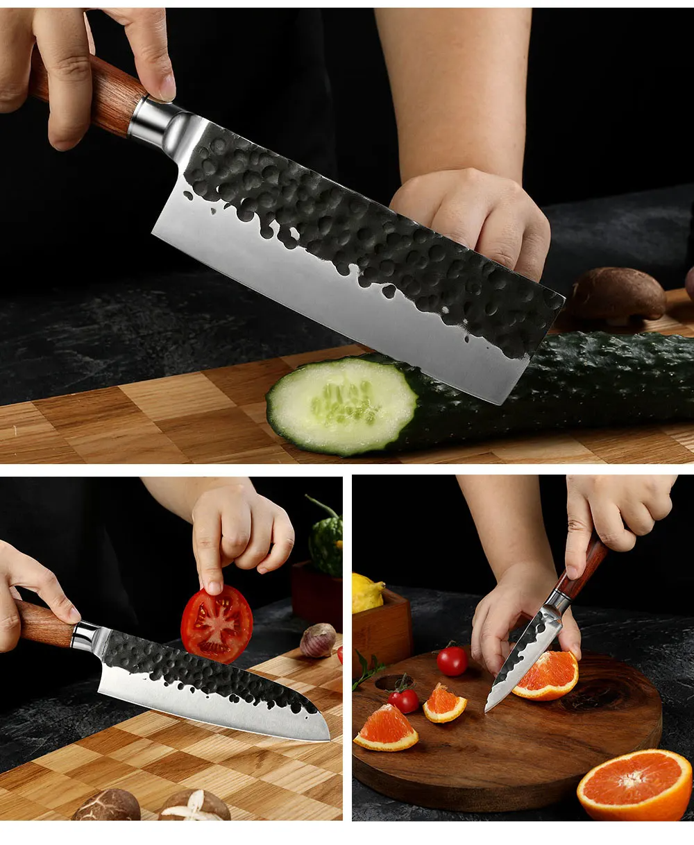 Petty / Utility Knife, Hikari - High-Carbon Blade with Rosewood Handle, Ideal for Precision Cuts and Peeling