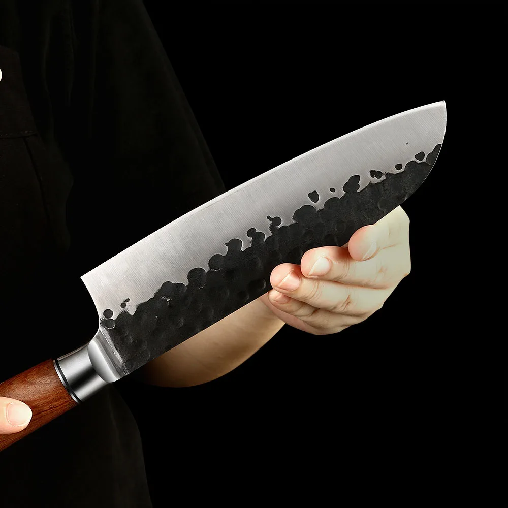 Santoku High-Carbon Stainless Steel Rosewood Handle 18cm