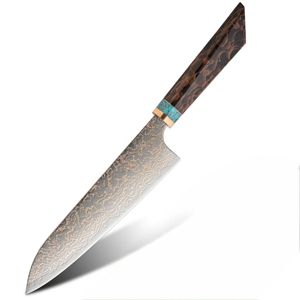 Premium Chef Knife - VG-10 Damascus Steel with Turquoise Handle - for Professional Cooking