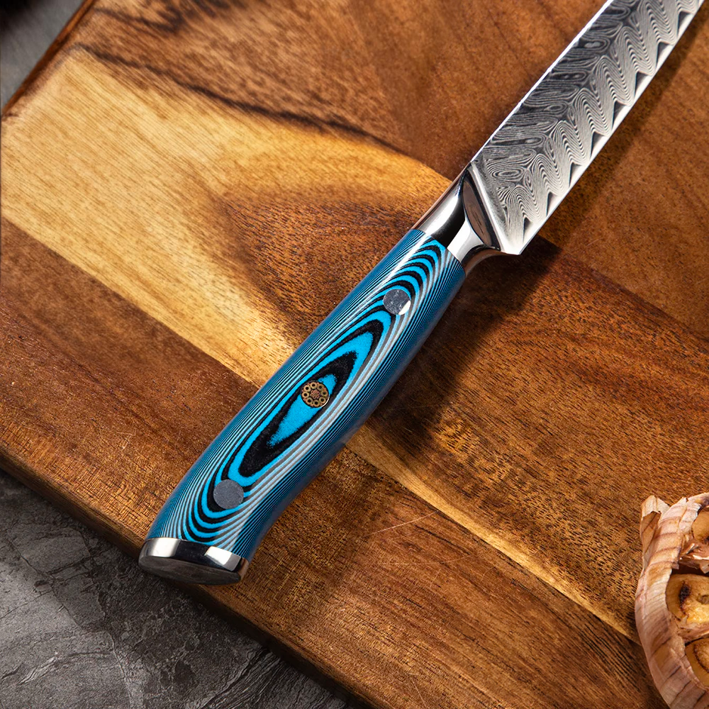 Steak High-Carbon Martensitic Stainless Steel Blue Pakkawood Handle 13cm