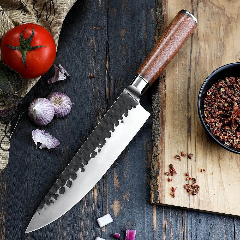 Chef Knife - Versatile Kitchen Tool, Carbon Stainless Steel Blade, Rosewood Handle for Chopping