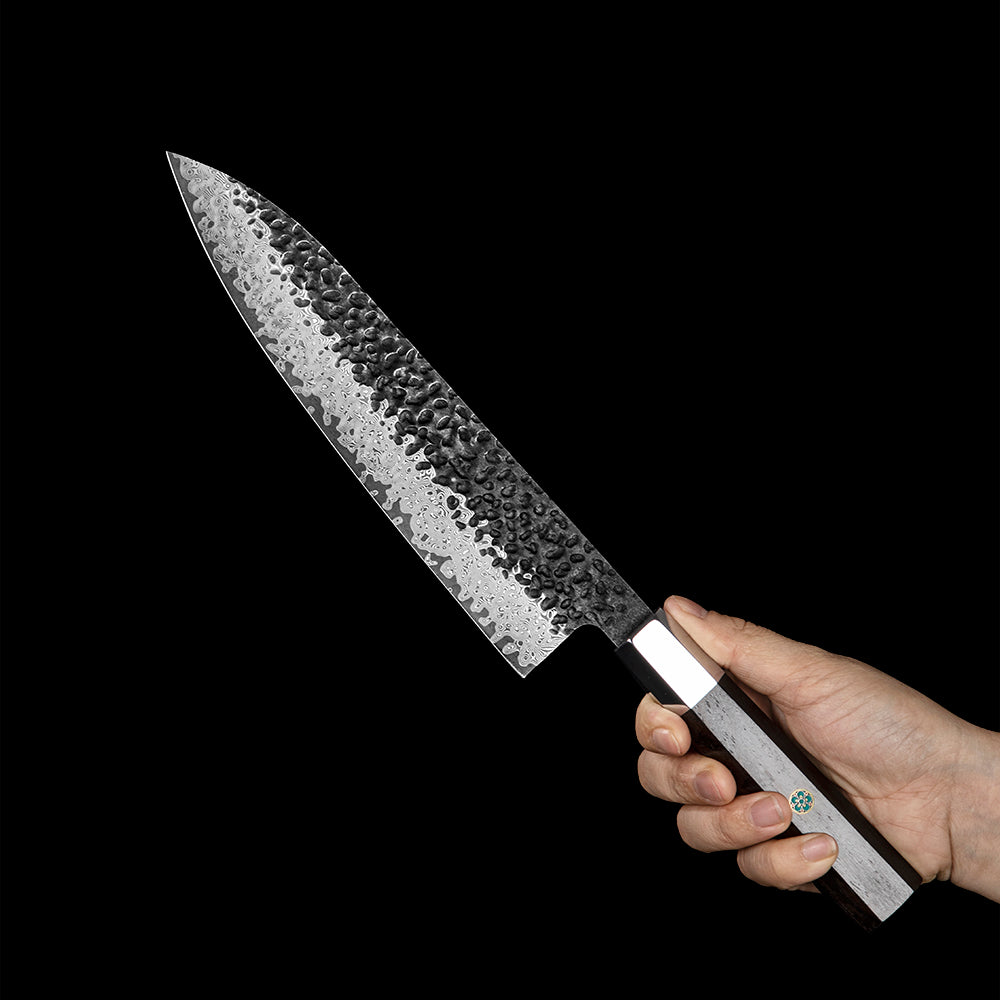 Damascus Chef Knife – Versatile, Multipurpose Kitchen Knife with Ergonomic Ebony Handle